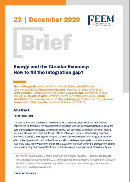 Energy and the Circular Economy: How to fill the integration gap? -  Fondazione Eni Enrico Mattei